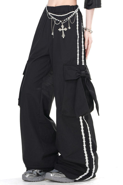 Wide Leg Bow Track Pants