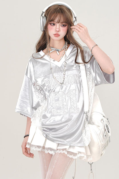 Lace Silk Sport Jersey Top