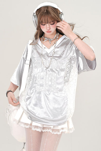 Lace Silk Sport Jersey Top