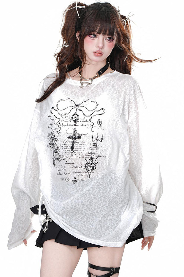 Nightmare Sheer Long Sleeve Top