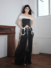 Two Tone Ruffle Pants - My Store