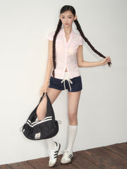 Blue & Pink Fitted Pocket Shirt