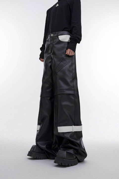 Straps PU Leather Pants - My Store