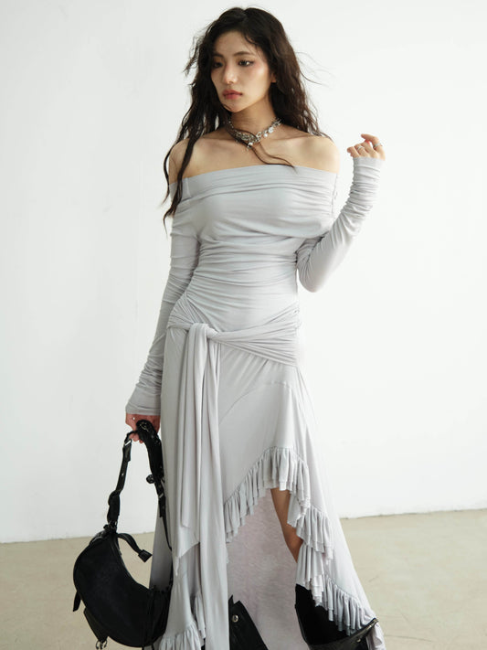 Asymmetric Ruffled Hem Dress - My Store