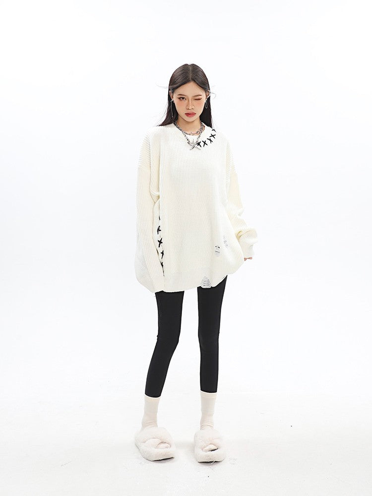 klia Contrast Stitch Sweater