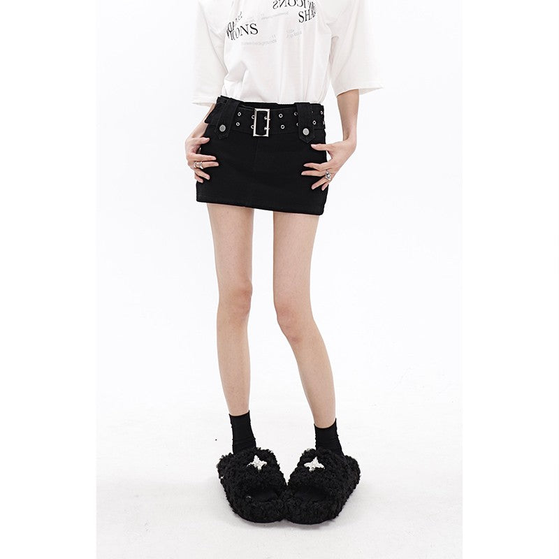 klia High Waist A-Line Denim Skirt