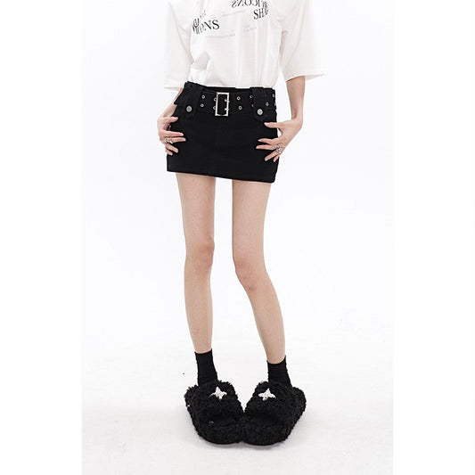 klia High Waist A-Line Denim Skirt