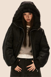 Vintage Hooded Fur Collar Down Jacket