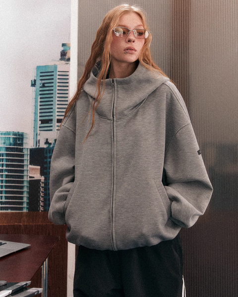 Rising Neck Zip Hoodie