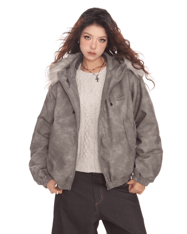 Fur Hood Zip Jacket - My Store