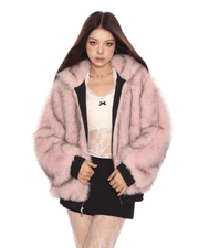 Reversible Pink Fur Jacket - My Store