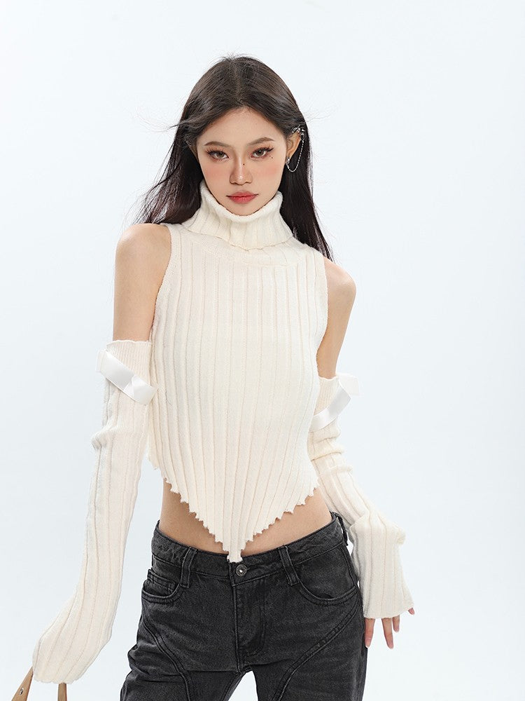 Long Sleeve Turtleneck Bow Top