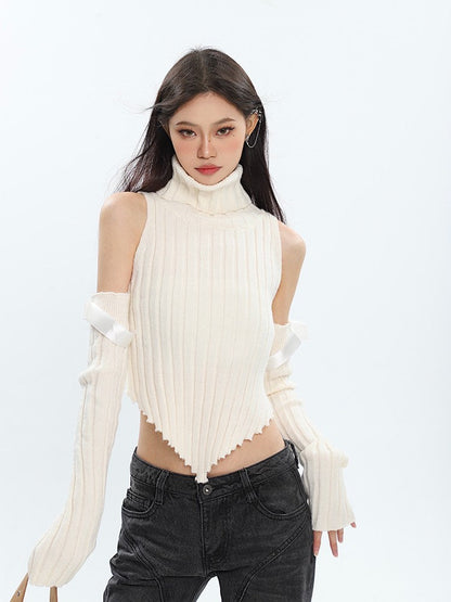 Long Sleeve Turtleneck Bow Top