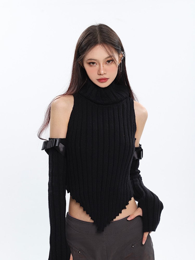 Long Sleeve Turtleneck Bow Top
