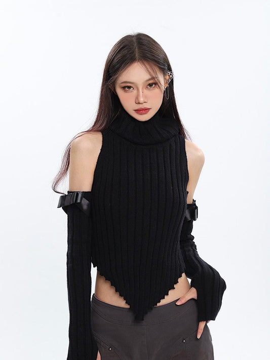 Long Sleeve Turtleneck Bow Top