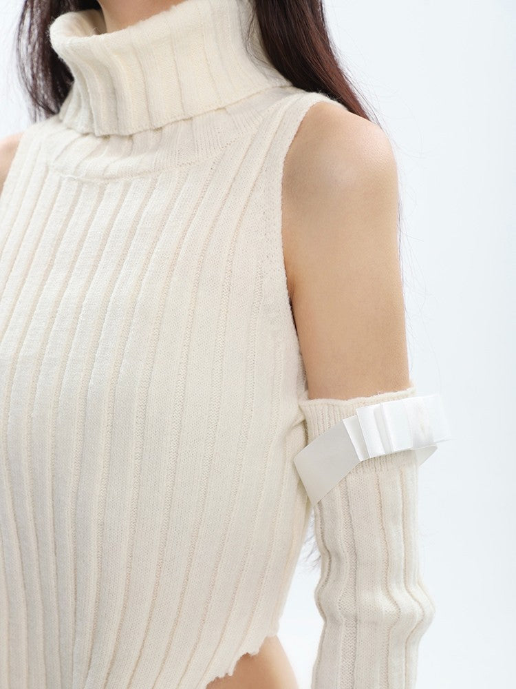 Long Sleeve Turtleneck Bow Top