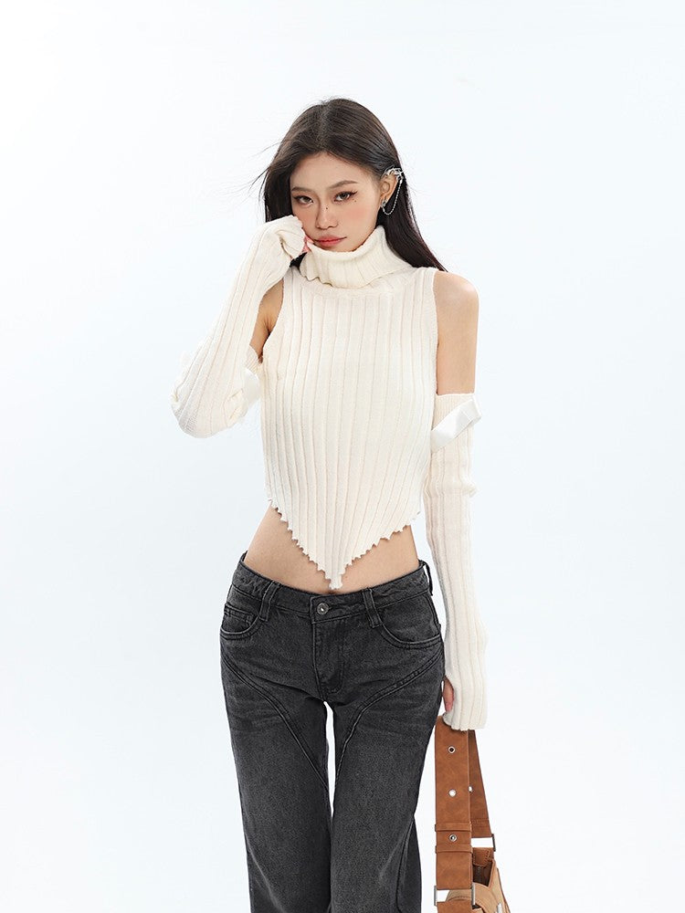Long Sleeve Turtleneck Bow Top