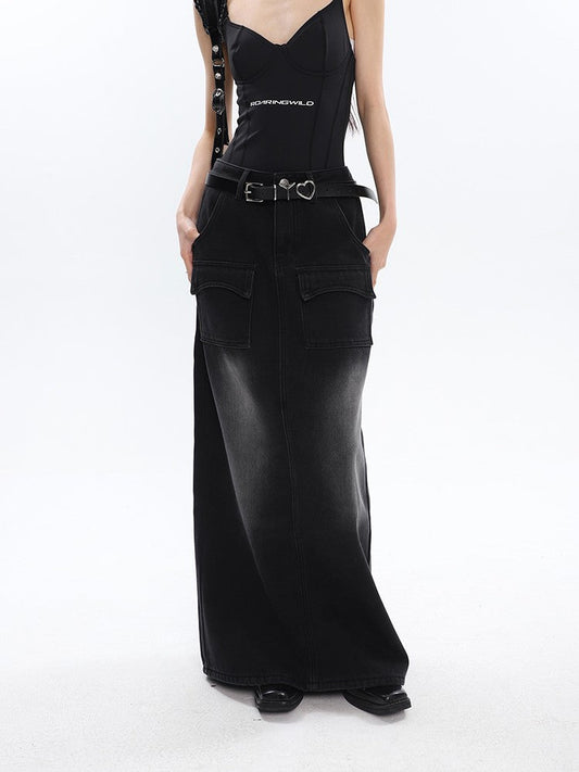 klia Retro Wash Denim Skirt
