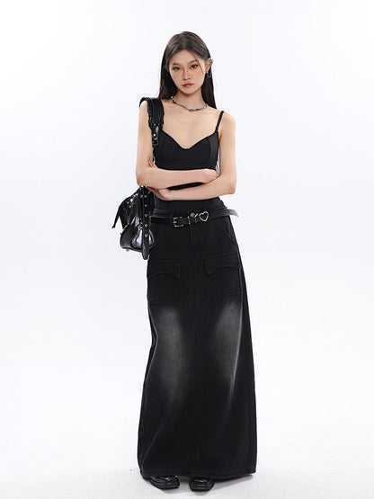 klia Retro Wash Denim Skirt