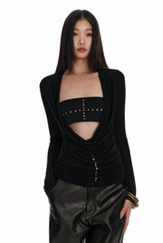 Cross Tube Top V-Neck Top Set - My Store