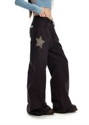 Star Patchwork Straight Wide Pants - My Store