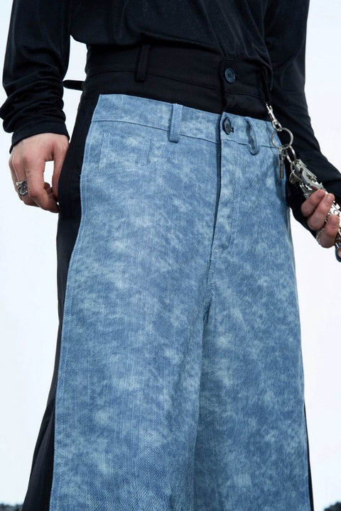 Colorblock Patchwork Denim Trousers - My Store