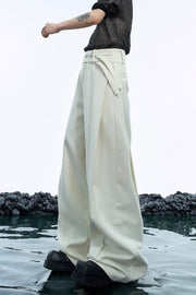 Asymmetric Metal Button Pants - My Store