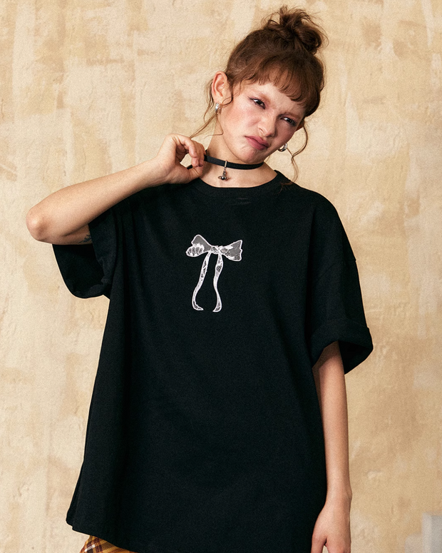 Ribbon Embroidery Loose T-Shirt