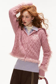 High Neck Wool Sweater Cardigan - My Store