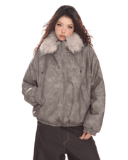 Fur Hood Zip Jacket - My Store