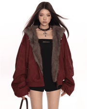 Reversible Fur Hood Jacket - My Store