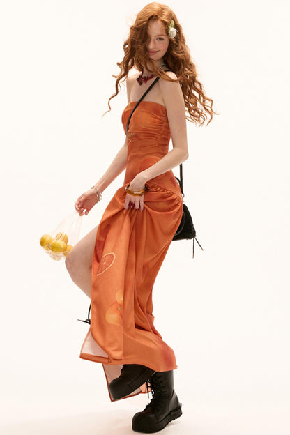 Orange Strapless Dress