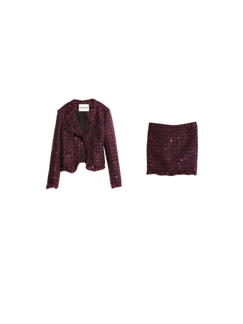 Raw Edge Sequin Jacket And Mini Skirt - My Store