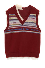 IRREGULAR STRIPED VEST SWEATER - My Store