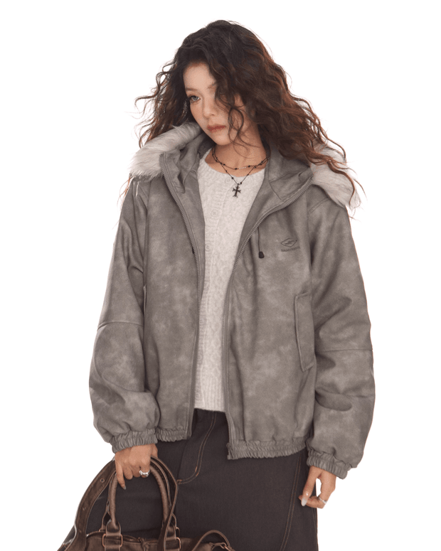 Fur Hood Zip Jacket - My Store