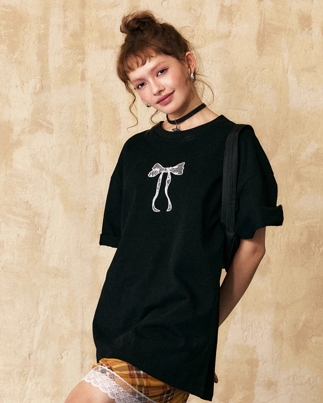リボン刺繍ルーズTシャツ