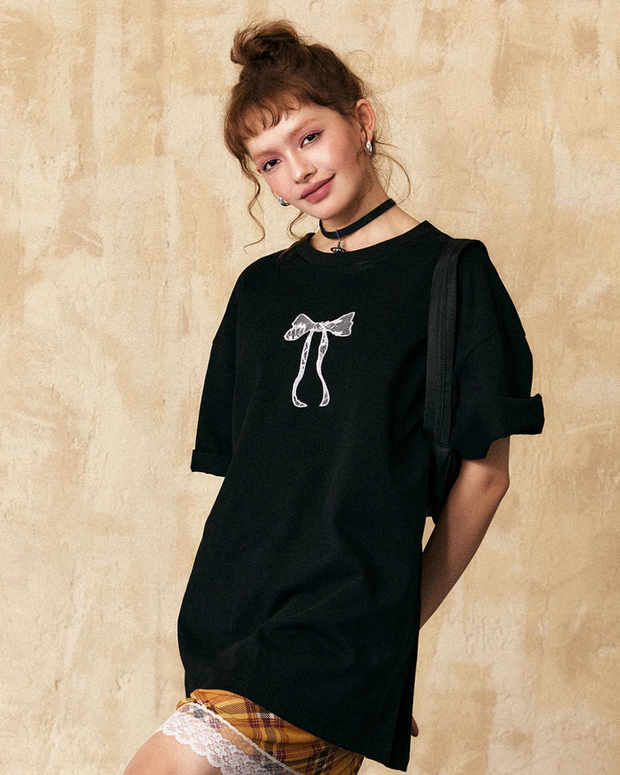 Ribbon Embroidery Loose T-Shirt