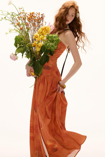 Orange Strapless Dress