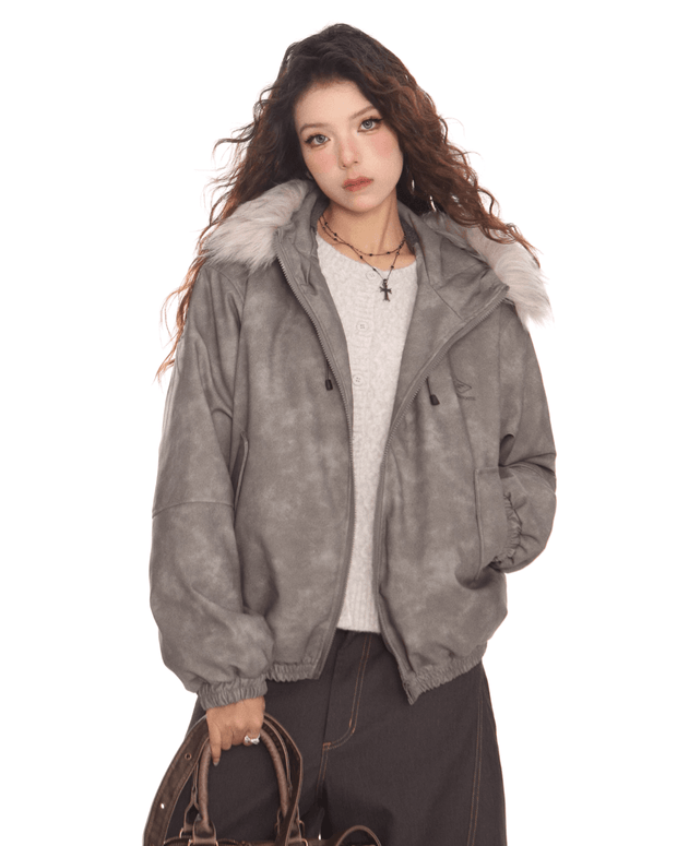 Fur Hood Zip Jacket - My Store