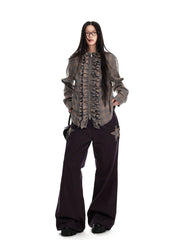 Star Patchwork Straight Wide Pants - My Store