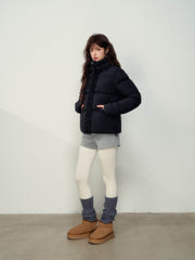 Black Ruffled Short Down Jacket - My Store