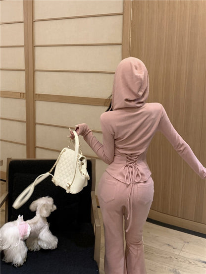 レースアップジップパーカー＆パンツセット