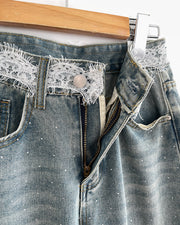 Lace Hem Denim Jeans