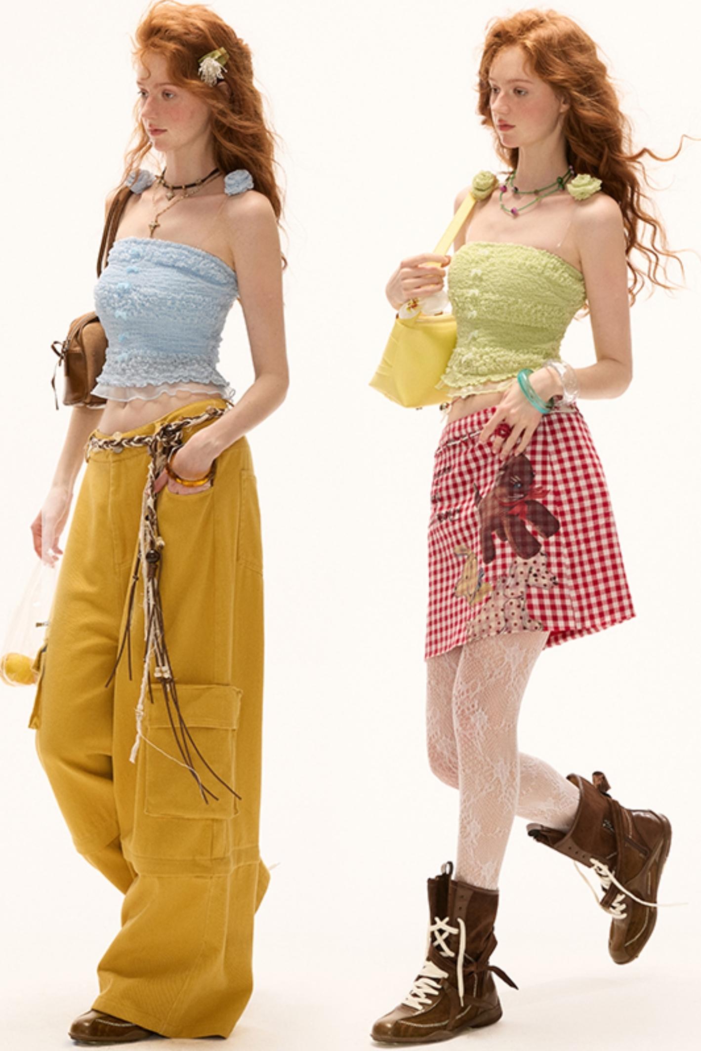 Summer Rose Accent Shoulder Top