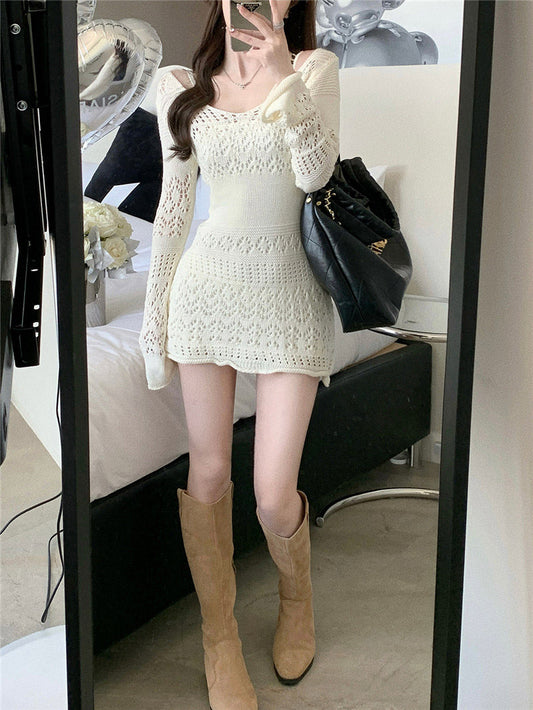 メッシュロングスリーブドレス