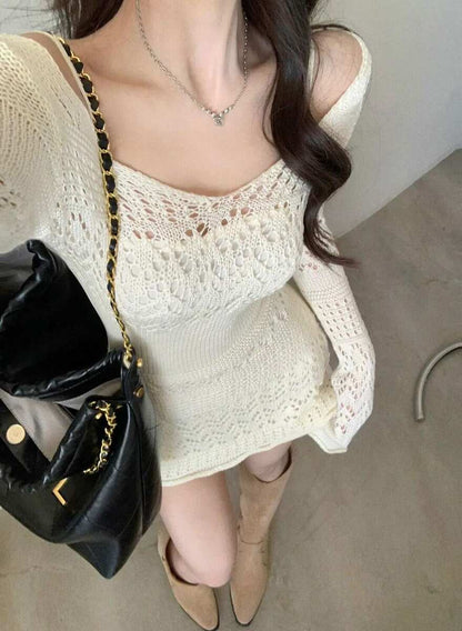 メッシュロングスリーブドレス