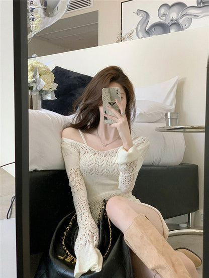 メッシュロングスリーブドレス