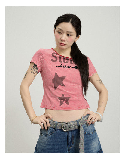 Star Point Slim Crop Short Sleeve T-Shirt (3color)