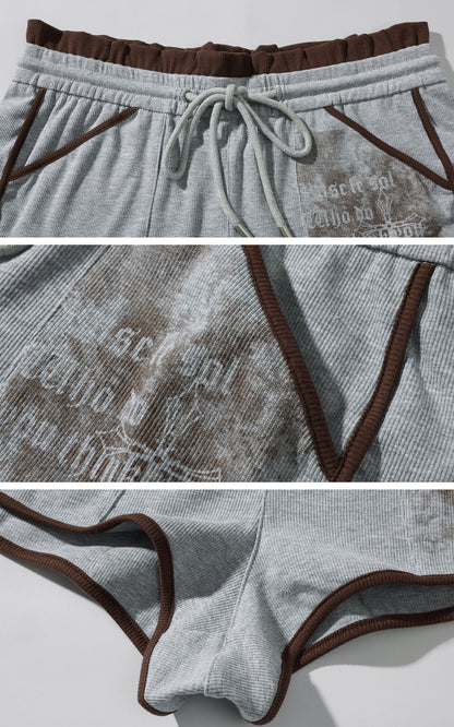 Distressed Ribbed Cotton Shorts