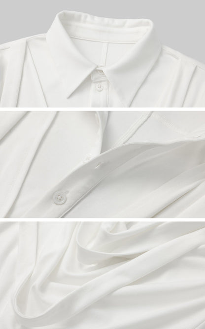 Draped Long-Sleeve Fitted T-Shirt